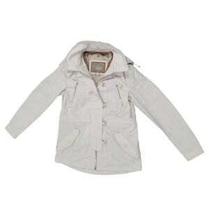Massimo Dutti Women's Beige Hooded Jacket - Size XS